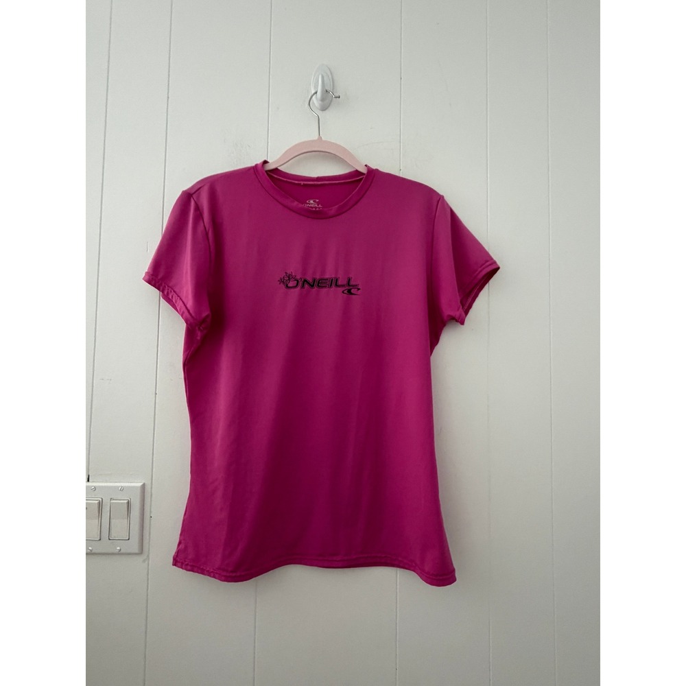 ONeill Skins Rash Guard XL Pink Short Sleeve SPF 50+ Swim Shirt Surf Top